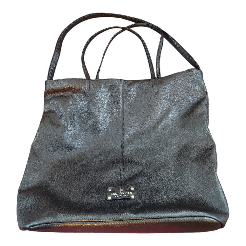 London Fog large tote Laura faux leather‎ Black bag